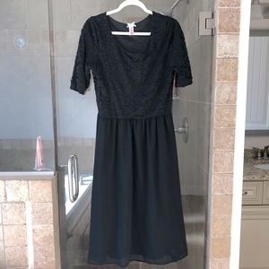 Lace and chiffon black dress